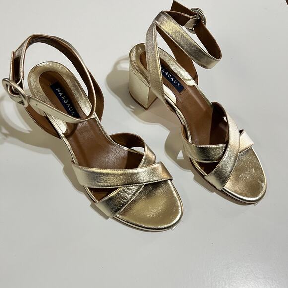 Margaux The City Sandal in Gold Nappa Size 37.5M - Picture 3 of 10